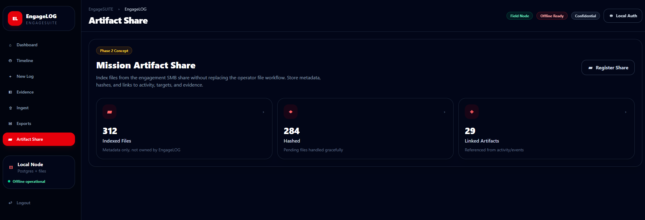 Artifact Share screen