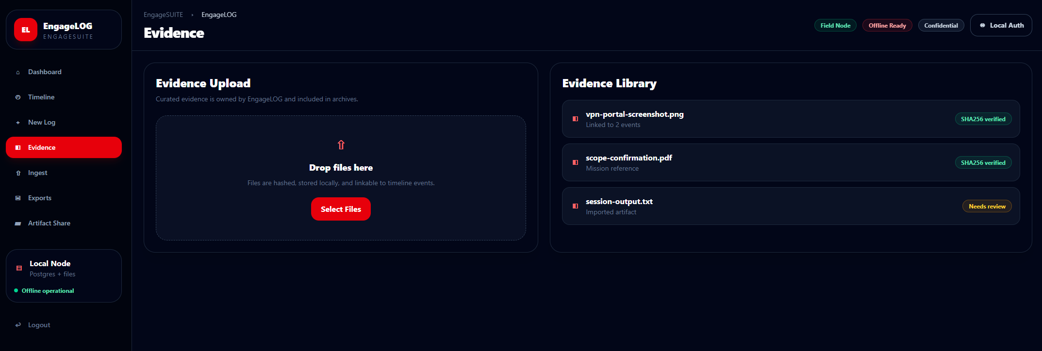 Evidence screen